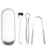 Stainless Steel Tongue Scraper Set with Portable Case Odorless, Oral Care Tool for Fresh Breath Tongue Cleaning Plate - Image 2