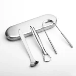 Stainless Steel Tongue Scraper Set with Portable Case Odorless, Oral Care Tool for Fresh Breath Tongue Cleaning Plate