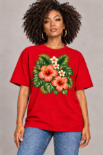 Women’s Oversized T-Shirt – Tropical Bloom - Image 5
