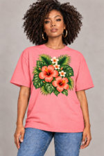 Women’s Oversized T-Shirt – Tropical Bloom - Image 2