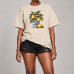 Women’s Oversized Graphic T-Shirt – Lemon Blossom Vase