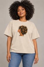 Women’s T-Shirt – Golden Afro Bloom - Image 5