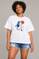 Women’s Oversized Graphic T-Shirt – Blue Muse - Image 2