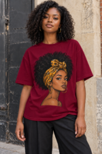 Women’s Afro Headwrap Graphic T-Shirt – Oversized Fit - Image 2