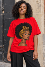Women’s Afro Headwrap Graphic T-Shirt – Oversized Fit - Image 3