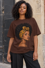 Women’s Afro Headwrap Graphic T-Shirt – Oversized Fit - Image 4