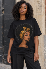 Women’s Afro Headwrap Graphic T-Shirt – Oversized Fit - Image 5