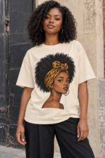 Women’s Afro Headwrap Graphic T-Shirt – Oversized Fit - Image 7
