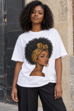 Women’s Afro Headwrap Graphic T-Shirt – Oversized Fit