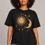 Women’s Oversized T-Shirt – Celestial Sun & Moon
