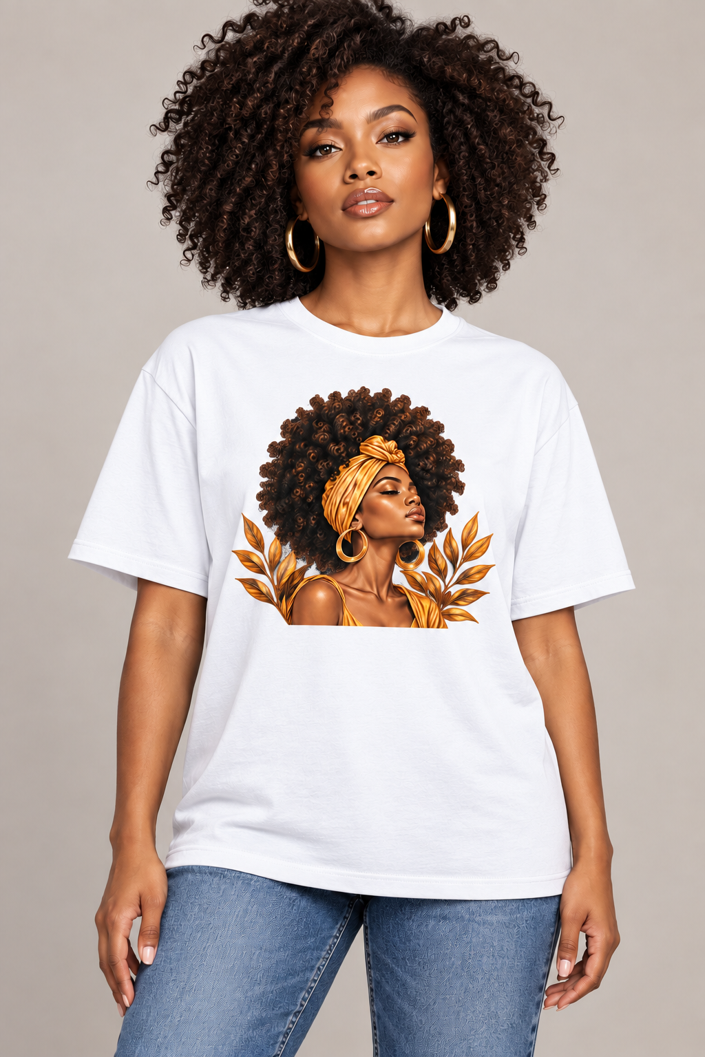 women head 2 2 Women’s Oversized T-Shirt – Afro Queen - Image 1